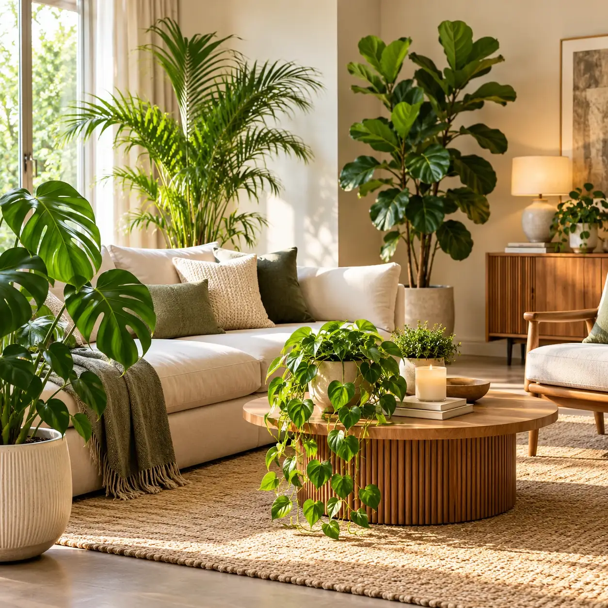 Plantas de interior numa sala de estar